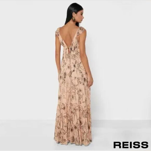 REISS **NWT** Floral Maxi Dress in Blush Peach / Beige - Picture 13 of 13
